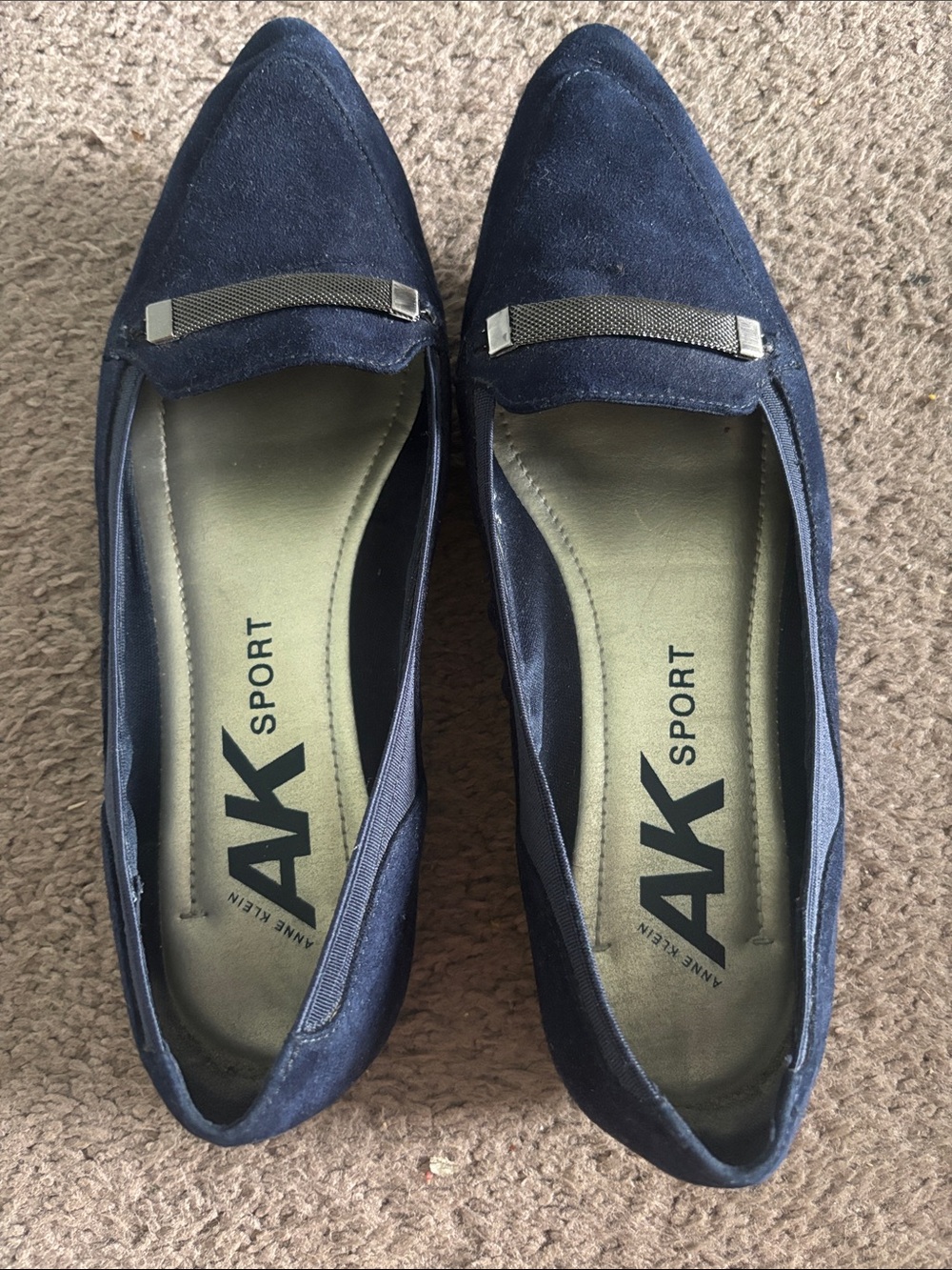 Navy Pointed Toe Loafers